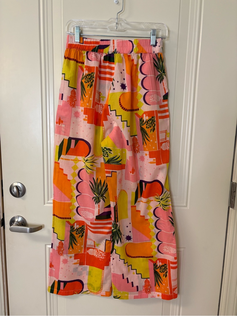 Haute Hippie Pink, Orange & Yellow Abstract Print Wide-Leg Pants SZ S - Picture 4 of 12